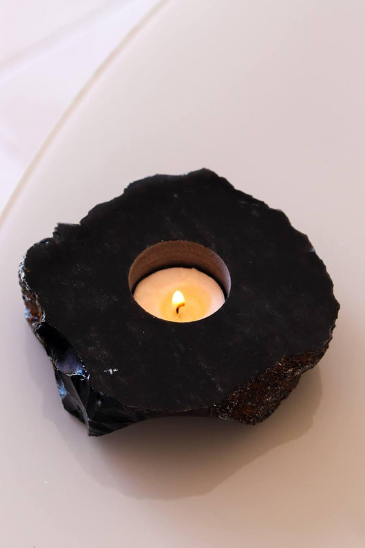 Porta Vela Obsidiana Semi Polida Preta