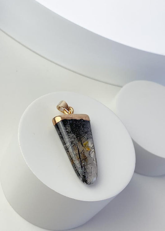 Pingente Quartzo Rutilado Banho Ouro