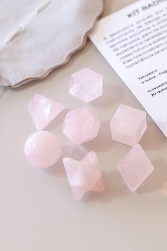 Kit radiônico sete formas Quartzo Rosa