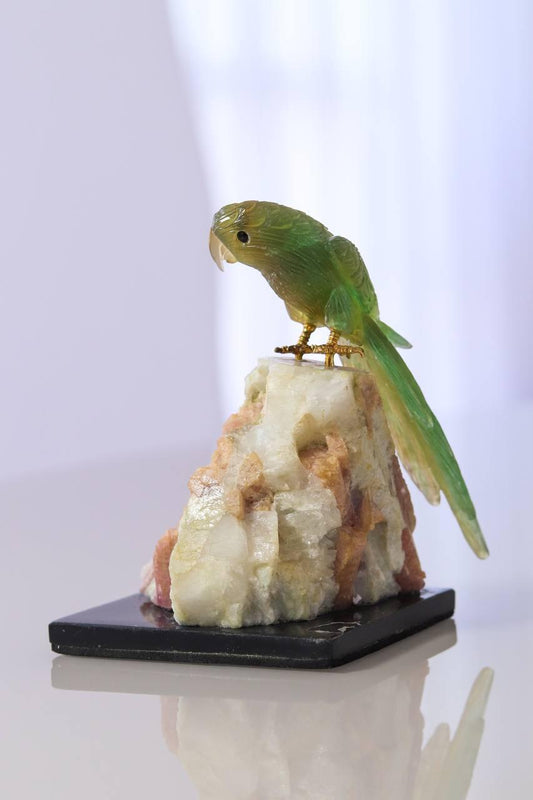 Arara de Fluorita com Base de Turmalina Rubilita