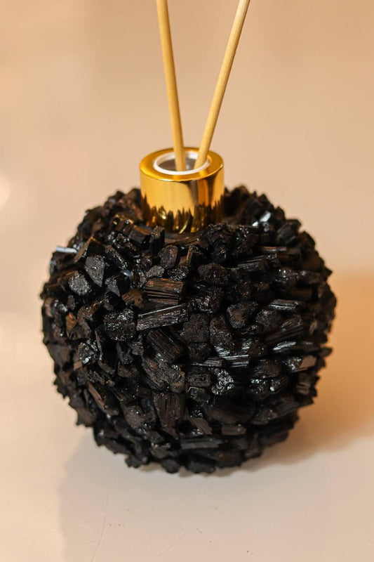 Difusor Turmalina Preta Banho Ouro