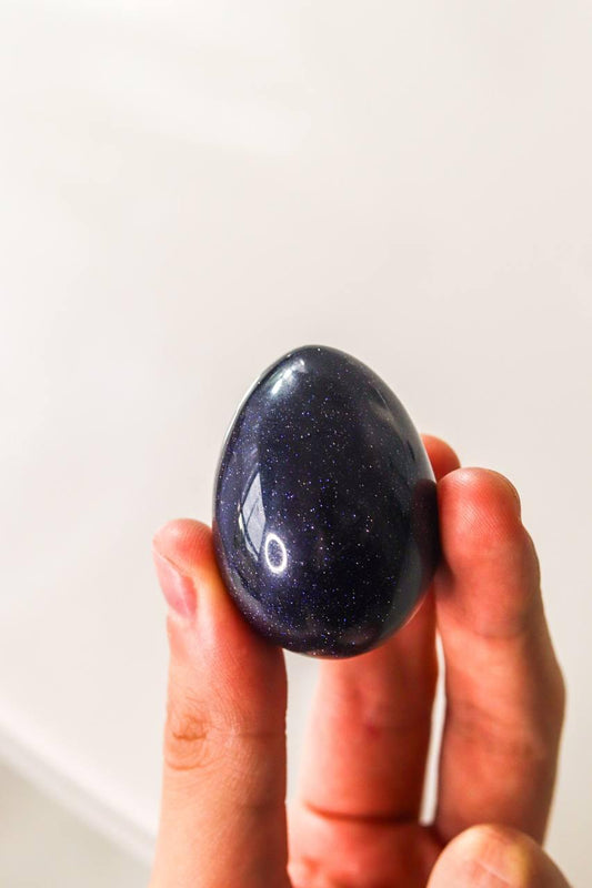 Ovo Pedra Gold Stone Azul 5cm Aprox.