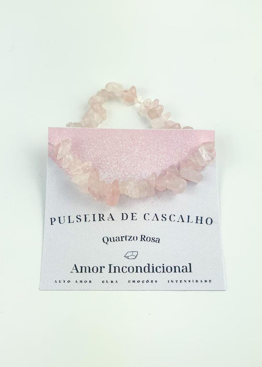 Pulseira Cascalho Quartzo Rosa