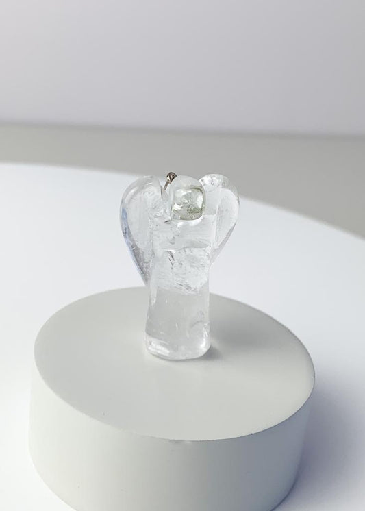 Pingente Anjo Cristal de Quartzo Banho Prata