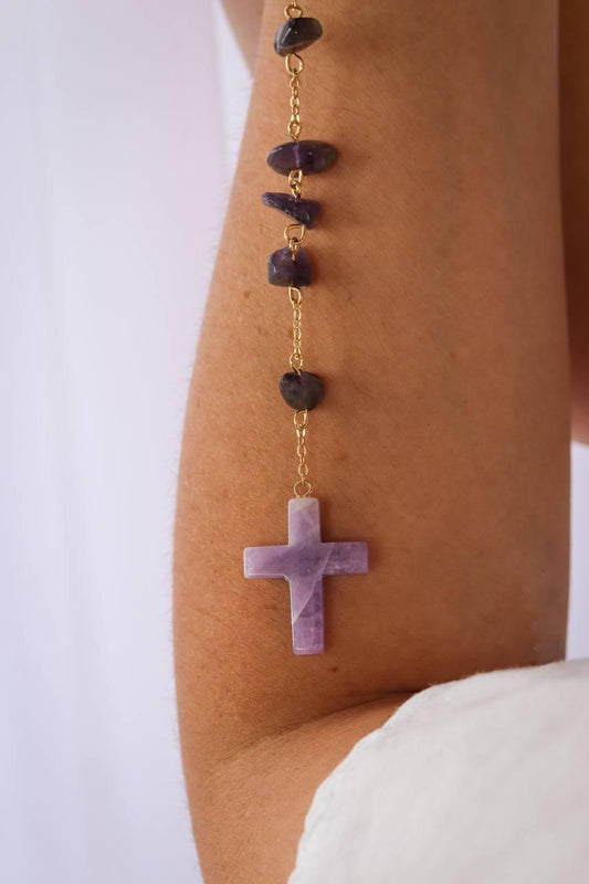 Terço Ametista Banho Ouro 18k