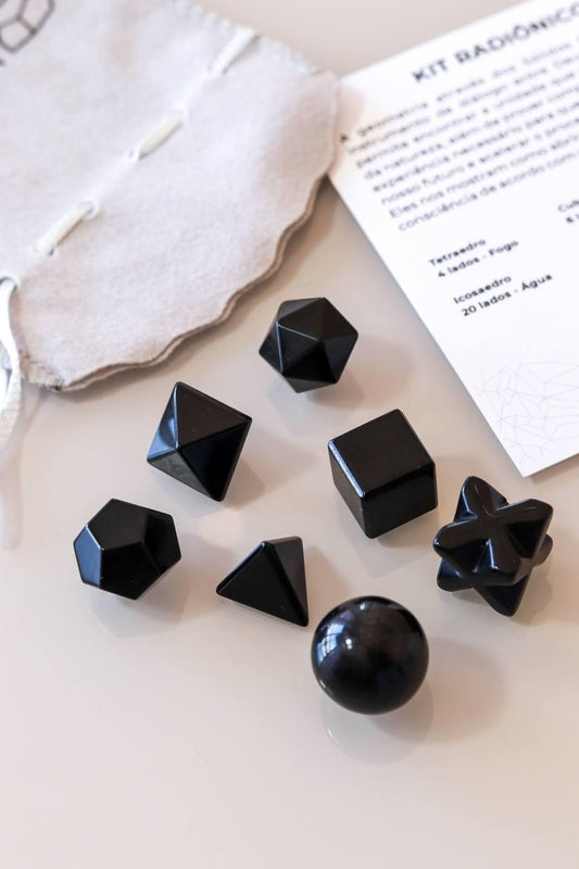 Kit radiônico sete formas Obsidiana Preta