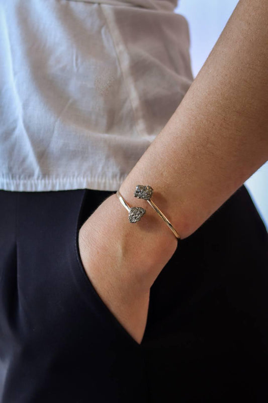Bracelete duo Pirita banho ouro