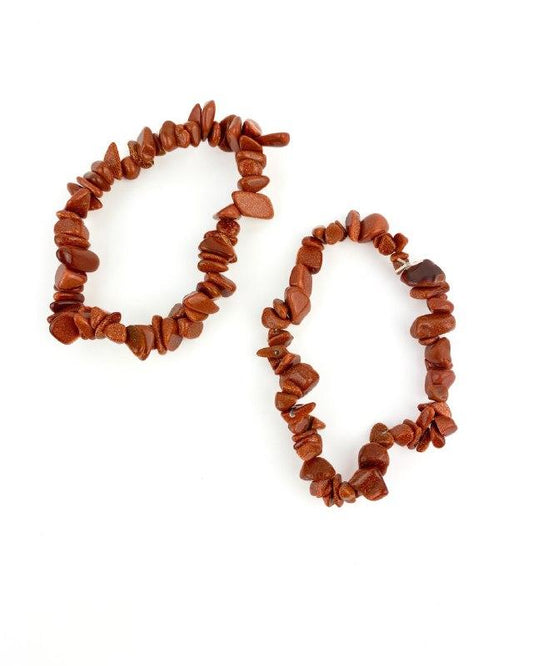 Pulseira Cascalho Goldstone Marrom