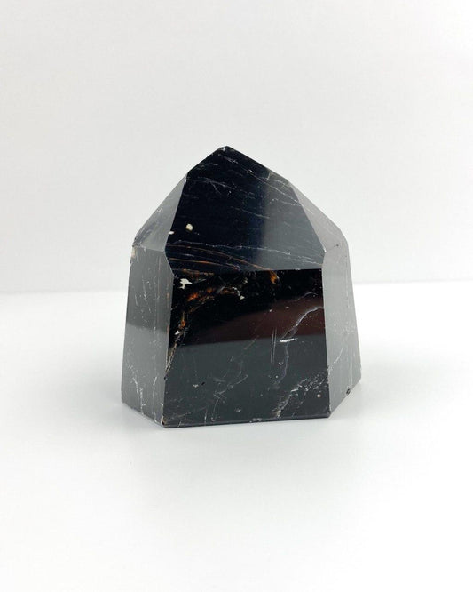 Ponta Polida Obsidiana Preta com Vermelha 217 a 257 gramas
