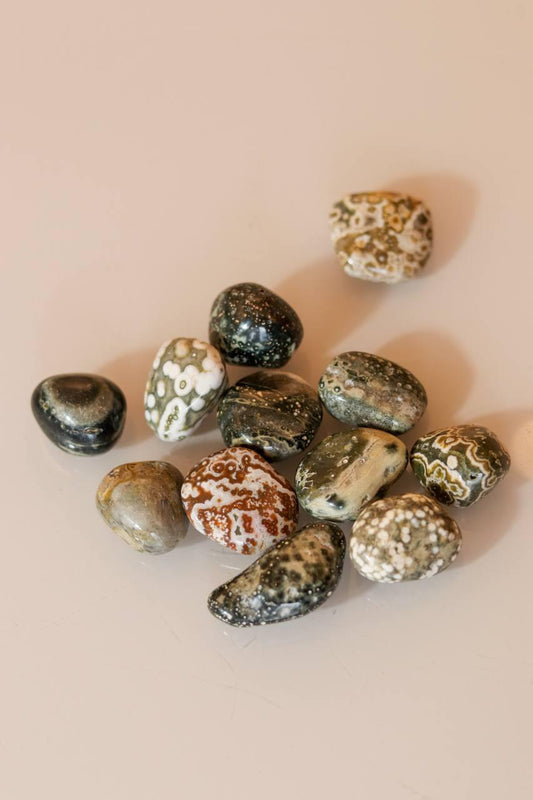 Pedra Jaspe Oceânico Orbicular Rolado 11 a 14 gramas