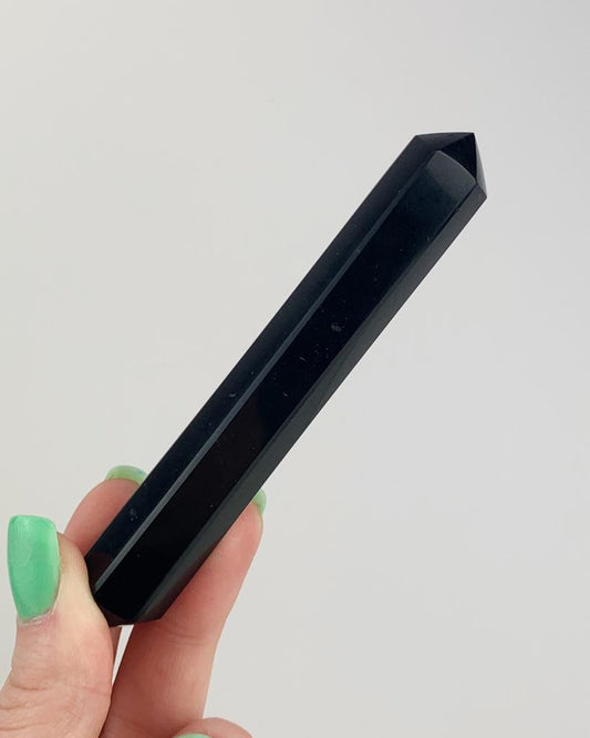 Bastão Massageador Obsidiana Preta Biterminado 37 a 50 gramas