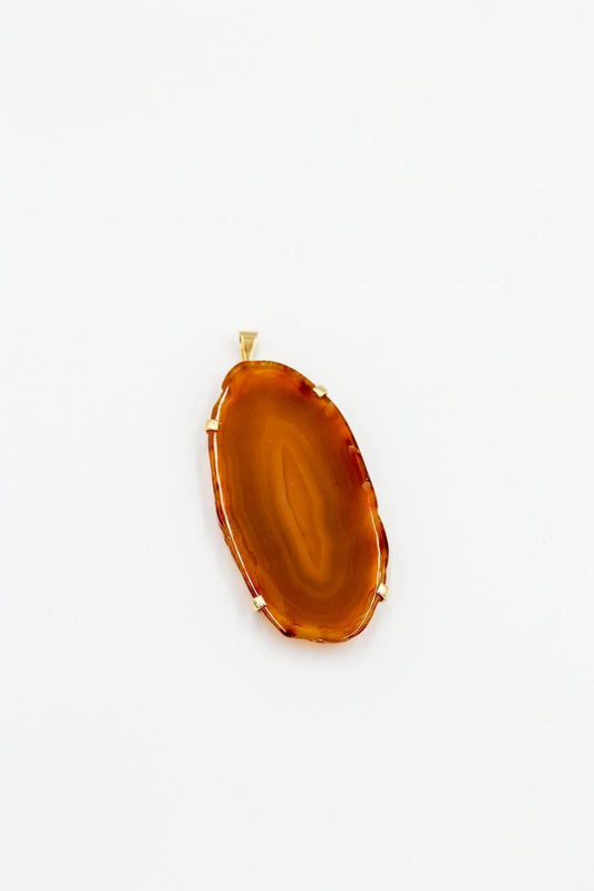 Colar Chapa de Ágata Natural com Garra Banho Ouro
