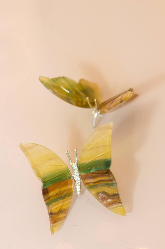 Borboleta Fluorita com Base de Drusa ametista
