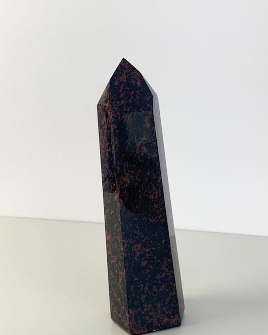 Ponta Obsidiana Cor do Mogno Polida 380 gramas aprox.