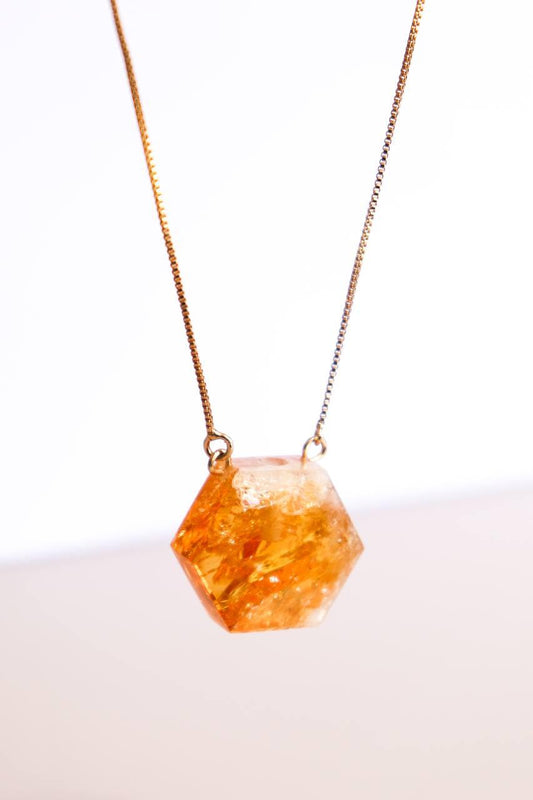 Colar Difusor Citrino Banho Ouro
