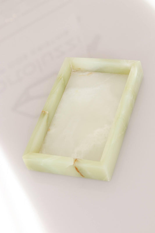 Bandeja Ônix Branco Retangular com Borda