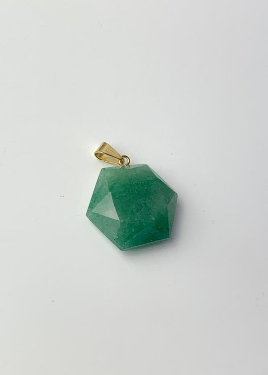 Pingente Quartzo verde Estrela de Davi Banho Ouro