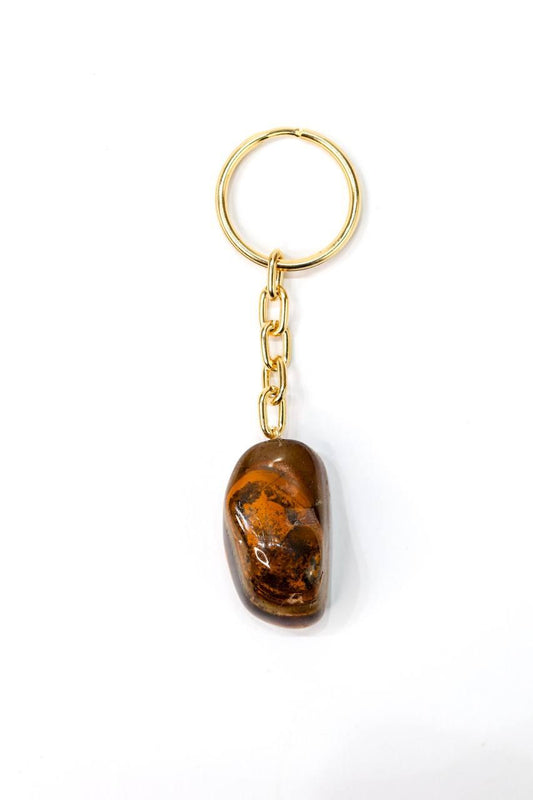 Chaveiro Olho de Tigre Rolado Dourado