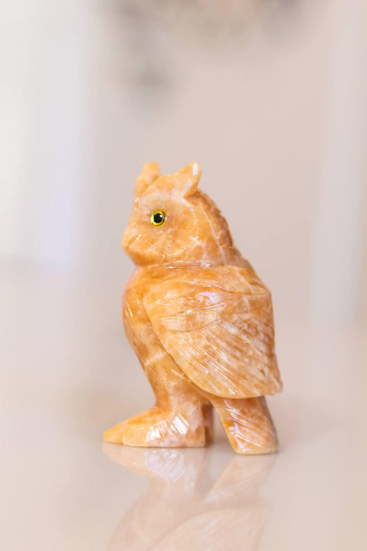 Coruja Calcita Laranja Média
