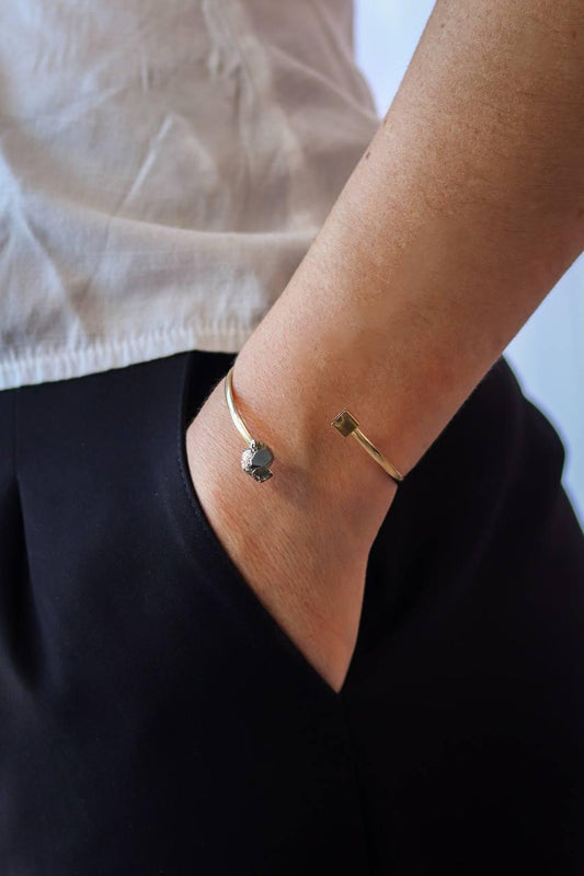 Bracelete Cubo Pirita Banho Ouro 18K