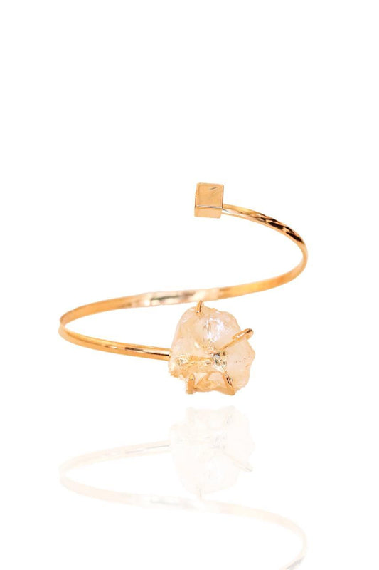 Bracelete Citrino Cubo Banho Ouro