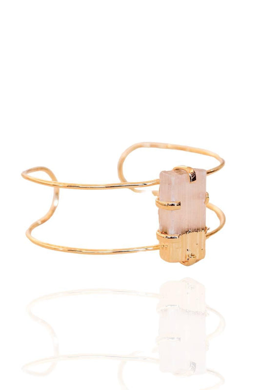 Bracelete Selenita com Eletroplate Banho Ouro