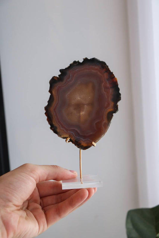 Chapa Ágata Natural na Base Acrílica 148 gramas