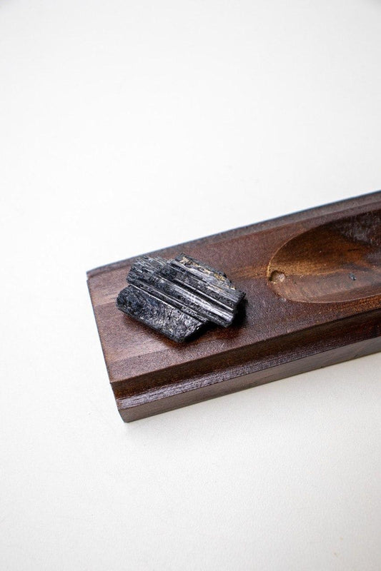 Incensário Turmalina preta single madeira marrom