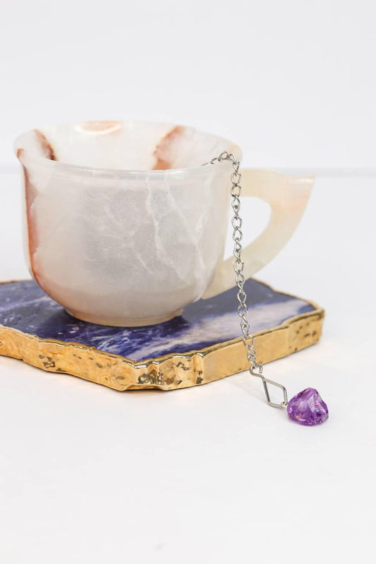 Infusor de Chá com Pedra Ametista Bruta
