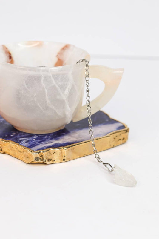 Infusor de Chá com Pedra Cristal de Quartzo Bruto