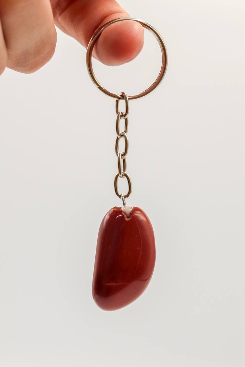 Chaveiro Jaspe vermelho rolado prateado