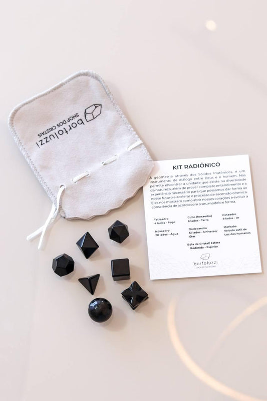 Kit radiônico sete formas Obsidiana Preta