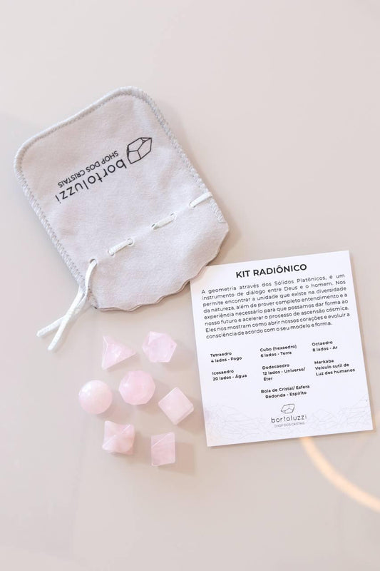 Kit radiônico sete formas Quartzo Rosa