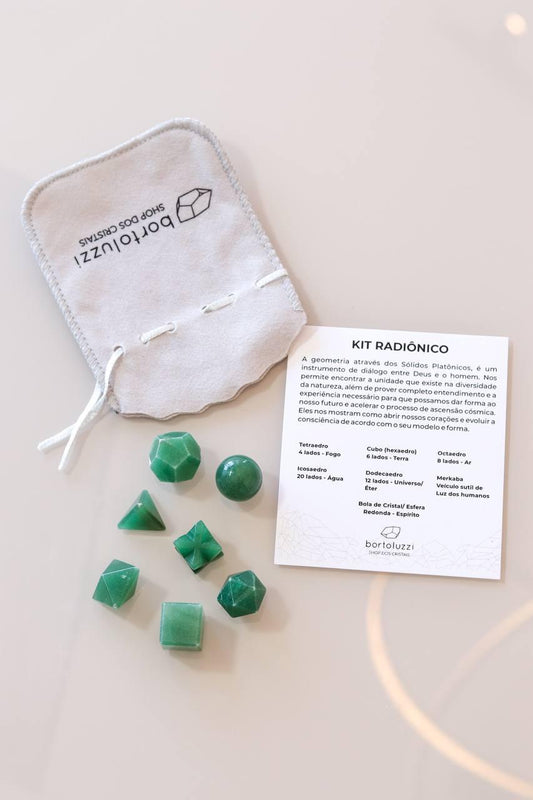 Kit radiônico sete formas Quartzo verde