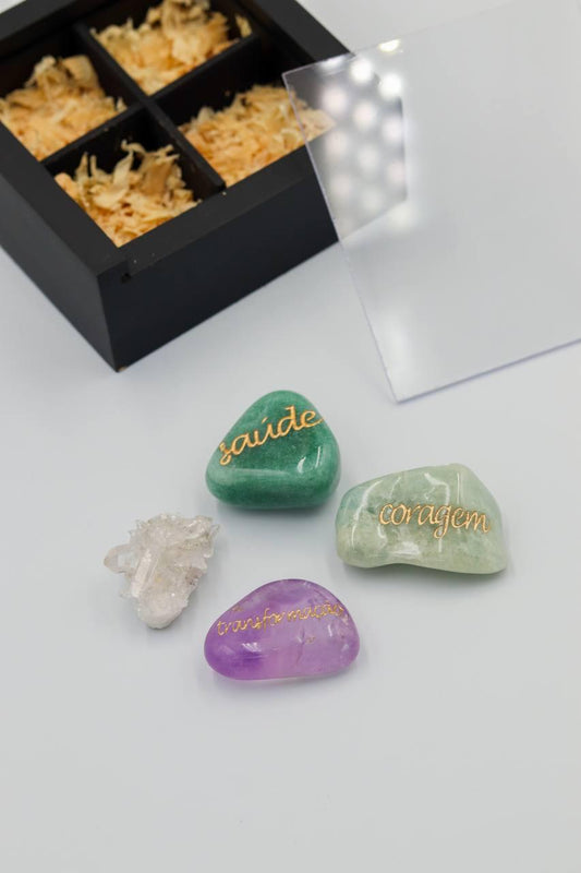 Kit Caixa Cristais Poderosos Quatro pedras