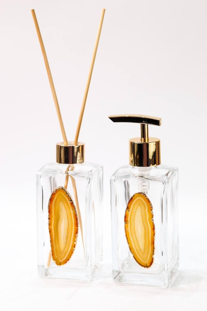 Conjunto Para Banheiro Ágata Natural Banho Ouro