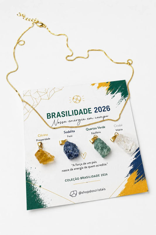 Kit Colar Brasilidade Quatro Pingentes  Banho Ouro