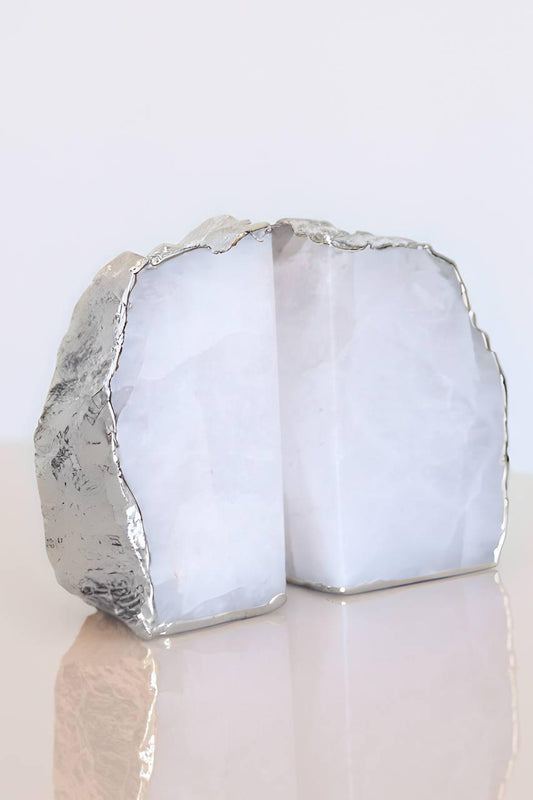 Porta Livro Cristal de Quartzo Banho Prata