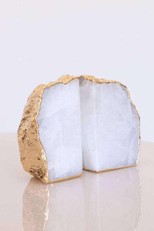 Porta Livro Cristal de Quartzo Banho Ouro