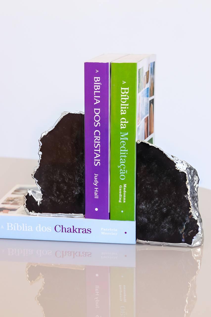 Porta Livro Obsidiana Banho Prata