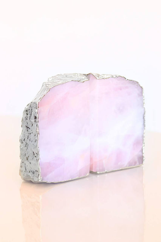 Porta Livro Quartzo Rosa Banho Prata