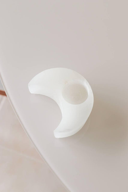 Porta Vela Lua Selenita Branca