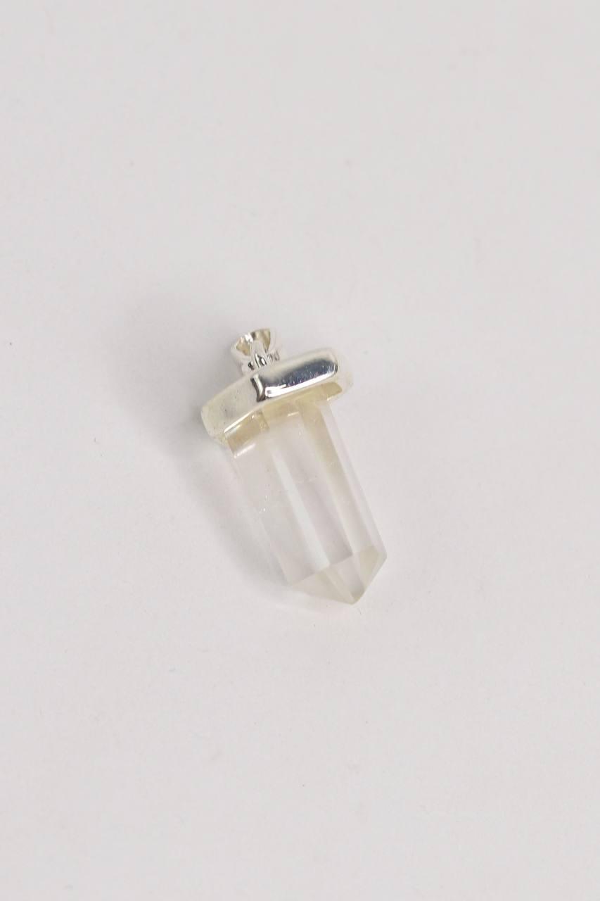 Pingente ponta Cristal de Quartzo mini banho prata