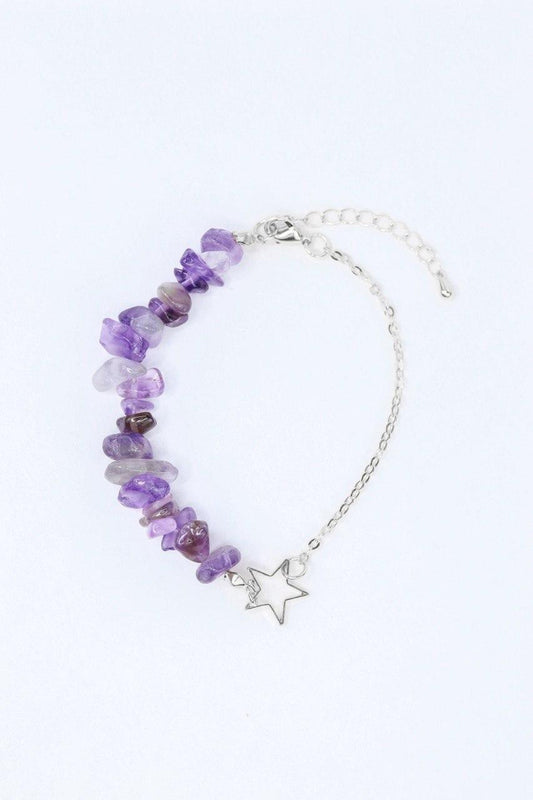 Pulseira Pedra Natural Ametista Estrelar banhado Prata