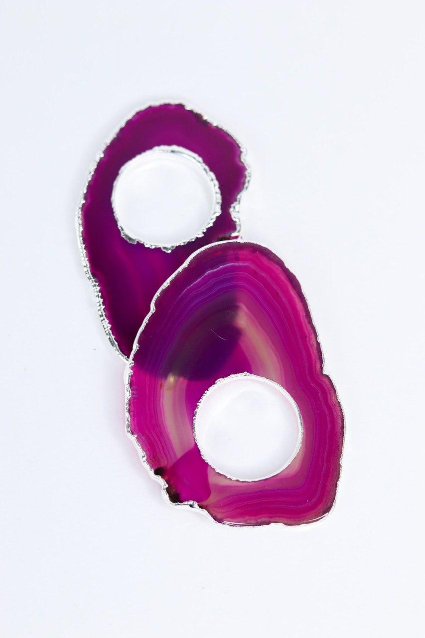 Porta Guardanapo Ágata Rosa Banhado Prata