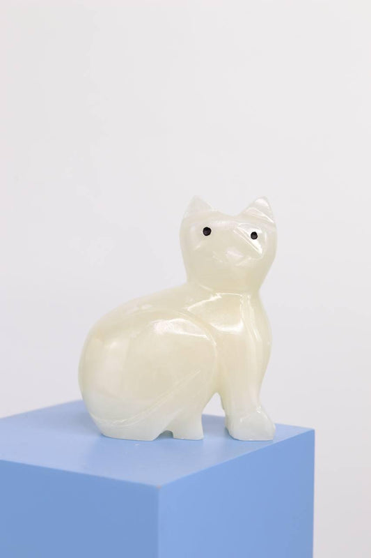 Gato de Pedra Ônix Branco