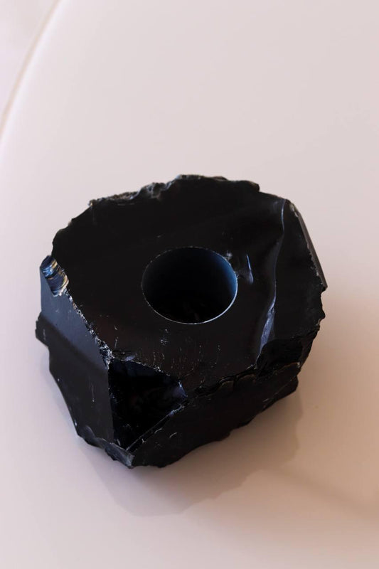 Porta Vela Obsidiana Preta Bruta