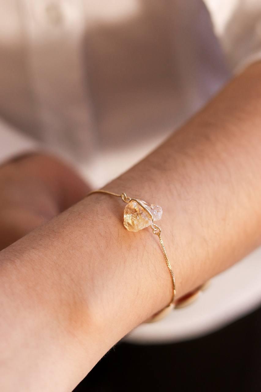 Pulseira Citrino Abraço Banho Ouro