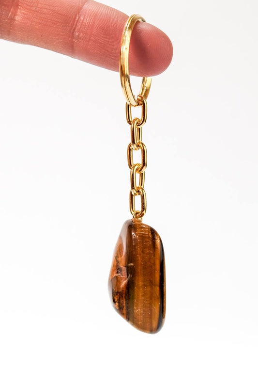 Chaveiro Olho de Tigre Rolado Dourado