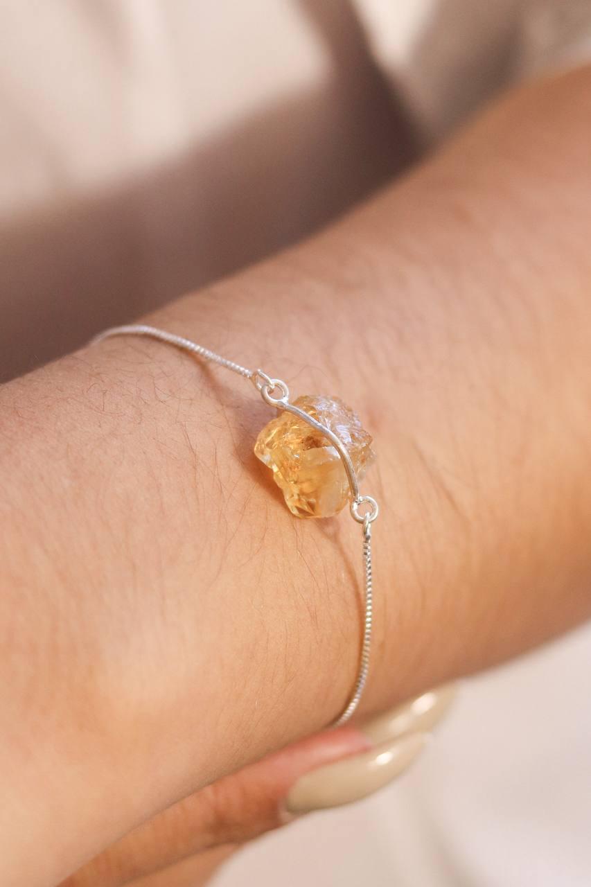 Pulseira Citrino Abraço Banho Prata
